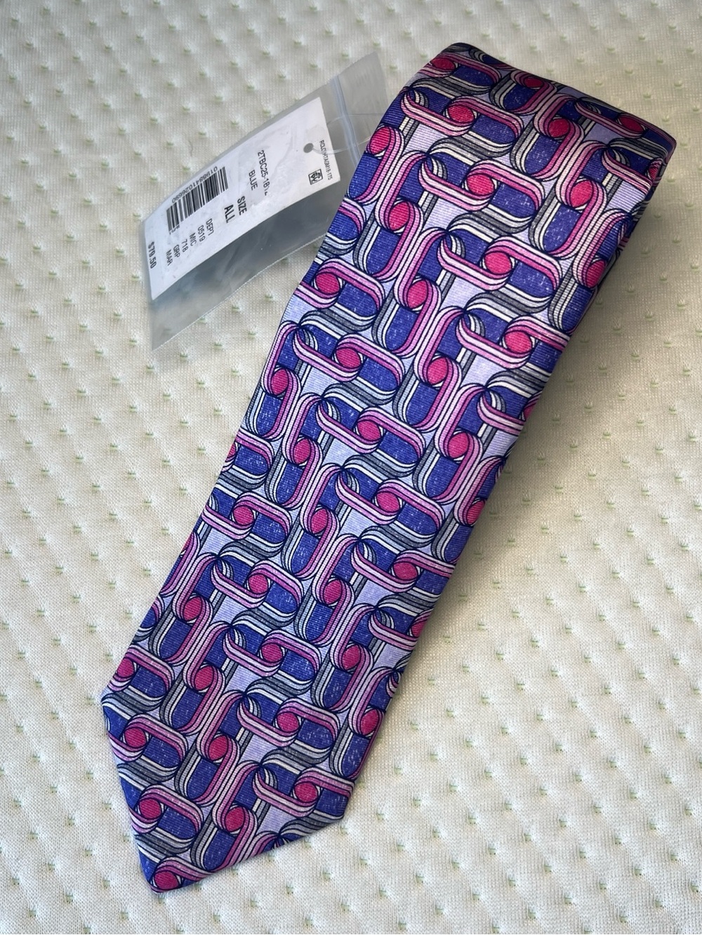 TED BAKER Men's Tie 100% Silk Purple/Pink Geometric Made in Italy Luxury NEW